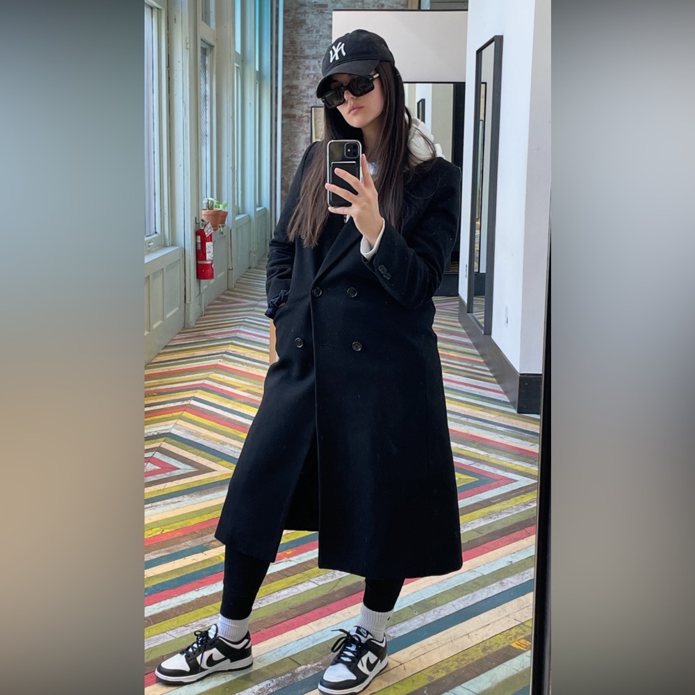 Mango Black Double-Breasted Coat
